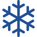 A blue and white snowflake design on a blue background